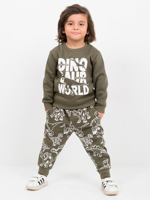 T-Rex Adventure Fleece Suit (Hunter Green)